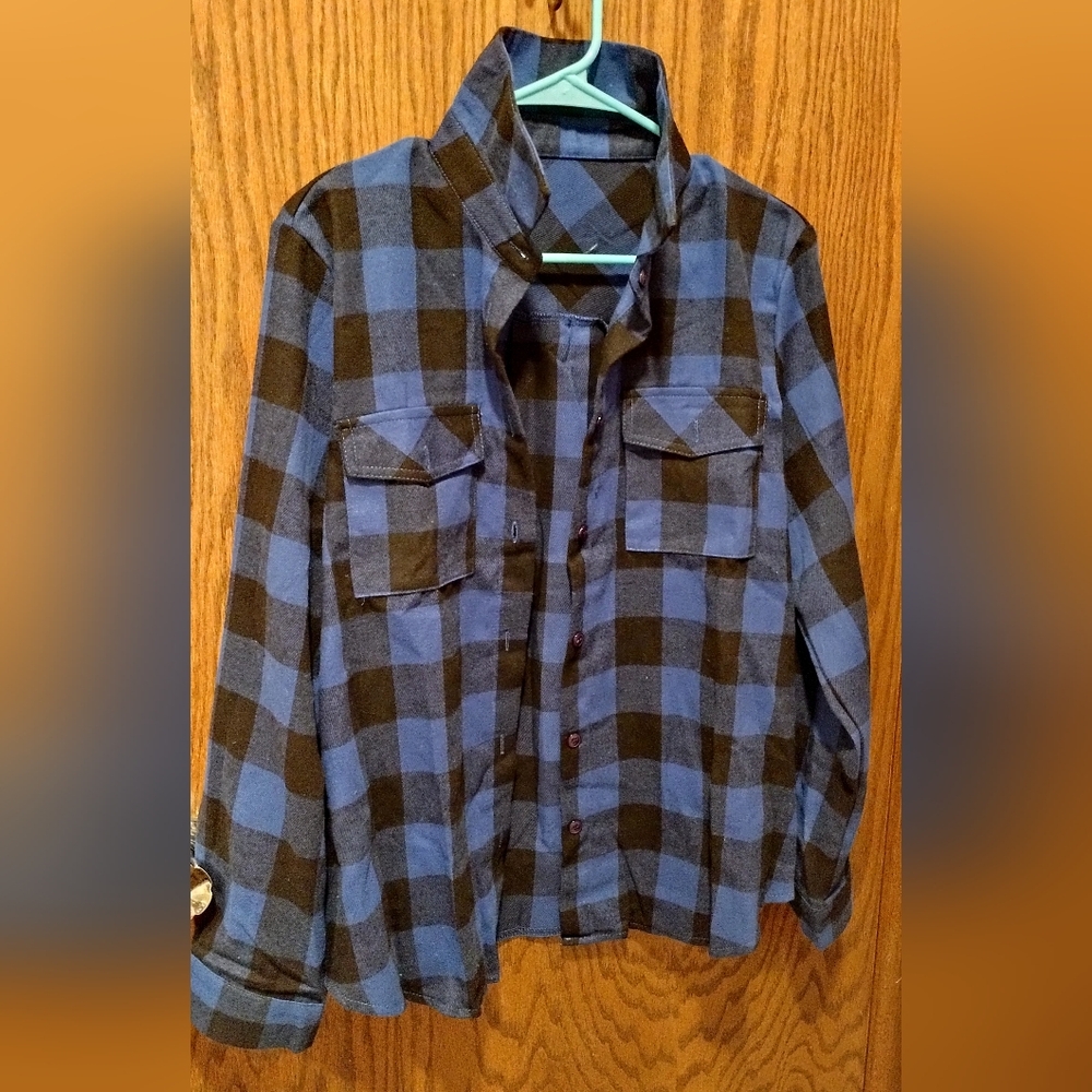 Royal Blue Plaid Unisex Flannel